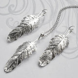 Silver Feather Drop Earrings (MF495E) by Gexist®