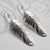 Silver Feather Drop Earrings (MF495E) by Gexist®