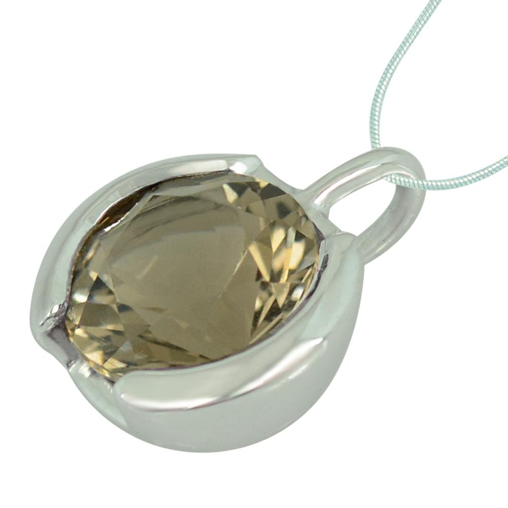 Sterling Silver Pendant with Swiss Stone Smoky Quartz by Gexist®