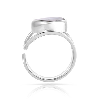 Adjustable Sterling Silver ring with fancy-shaped boulder opal cabochon by Gexist®