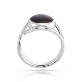 Adjustable Sterling Silver ring with fancy-shaped boulder opal cabochon by Gexist®