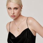 Bicolor Sterling Silver Necklace and Earrings set with Alpine Flowers pattern by Gexist®