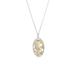 Bicolor Sterling Silver Necklace and Earrings set with Alpine Flowers pattern by Gexist®