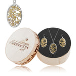 Bicolor Sterling Silver Necklace and Earrings set with Alpine Flowers pattern by Gexist®