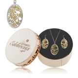 Bicolor Sterling Silver Necklace and Earrings set with Alpine Flowers pattern by Gexist®