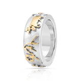 Bicolor Sterling Silver Ring with Cows, Matterhorn and Edelweiss by Gexist®