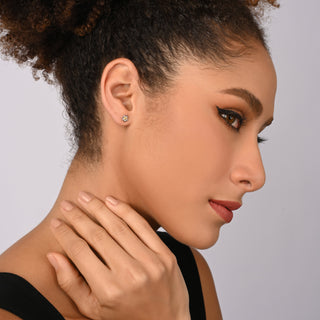 Bicolor rhodium-plated Sterling silver and yellow gold mini stud earrings featuring Edelweiss by Gexist®