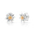 Bicolor rhodium-plated Sterling silver and yellow gold mini stud earrings featuring Edelweiss by Gexist®