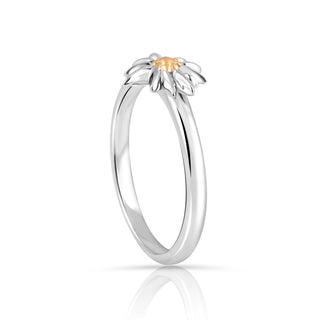 Bicolor rhodium-plated Sterling silver and yellow gold ring featuring the glacier star by Gexist®
