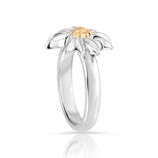 Bicolor rhodium-plated Sterling silver and yellow gold ring featuring the glacier star by Gexist®