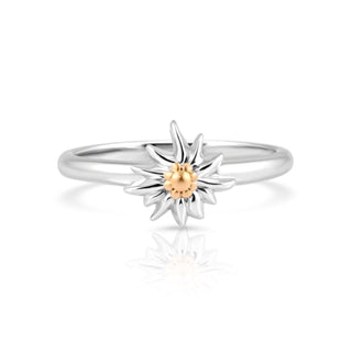 Bicolor rhodium-plated Sterling silver and yellow gold ring featuring the glacier star by Gexist®