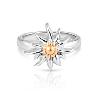 Bicolor rhodium-plated Sterling silver and yellow gold ring featuring the glacier star by Gexist®