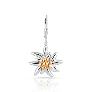 Bicolor rhodium-plated Sterling silver and yellow gold sleeper earrings featuring Edelweiss by Gexist®