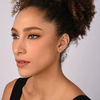 Bicolor rhodium-plated Sterling silver and yellow gold stud earrings featuring Edelweiss by Gexist®