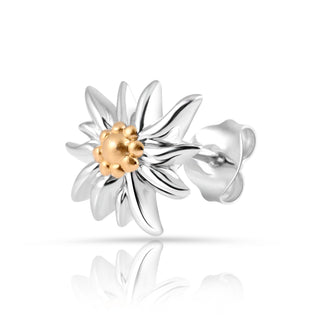 Bicolor rhodium-plated Sterling silver and yellow gold stud earrings featuring Edelweiss by Gexist®
