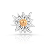 Bicolor rhodium-plated Sterling silver and yellow gold stud earrings featuring Edelweiss by Gexist®