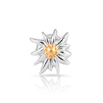 Bicolor rhodium-plated Sterling silver and yellow gold stud earrings featuring Edelweiss by Gexist®