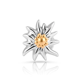 Bicolor rhodium-plated Sterling silver and yellow gold stud earrings featuring Edelweiss by Gexist®