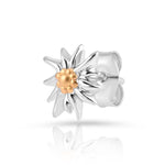 Bicolor rhodium-plated Sterling silver and yellow gold stud earrings featuring Edelweiss by Gexist®