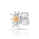 Bicolor rhodium-plated Sterling silver and yellow gold stud earrings featuring Edelweiss by Gexist®