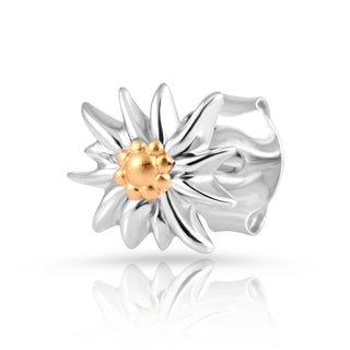 Bicolor rhodium-plated Sterling silver and yellow gold stud earrings featuring Edelweiss by Gexist®