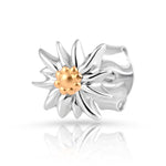 Bicolor rhodium-plated Sterling silver and yellow gold stud earrings featuring Edelweiss by Gexist®