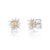 Bicolor rhodium-plated Sterling silver and yellow gold stud earrings featuring Edelweiss by Gexist®