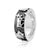 Black Rhodium Sterling Silver Ring with Matterhorn, Fir trees, Cows, Edelweiss by Gexist®