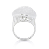 Brushed Sterling Silver ring, concave oval shape by Gexist®