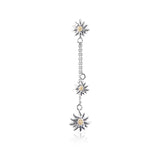 Edelweiss Bicolor Pendant Stud Earrings in Sterling Silver with Satin Chain by Gexist®