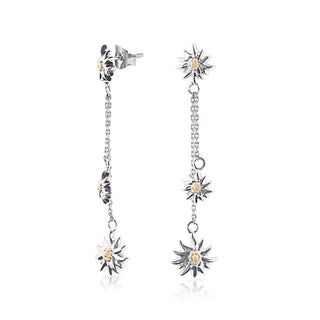 Edelweiss Bicolor Pendant Stud Earrings in Sterling Silver with Satin Chain by Gexist®