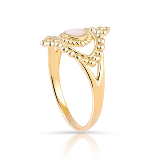 Ethno style openwork ring in Sterling silver with a mother-of-pearl by Gexist®