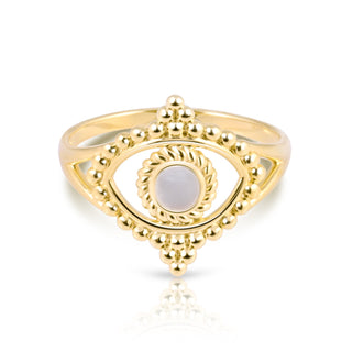 Ethno style openwork ring in Sterling silver with a mother-of-pearl by Gexist®