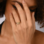 Ethno-style ring in Sterling silver with yellow gold plating by Gexist®