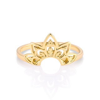 Ethno-style ring in Sterling silver with yellow gold plating by Gexist®