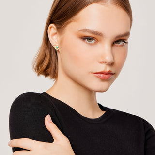 Ethno style stud earrings in Sterling Silver, gold plating with turquoise by Gexist®