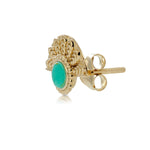 Ethno style stud earrings in Sterling Silver, gold plating with turquoise by Gexist®
