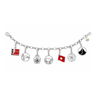Matterhorn charm, round shape, in black and white rhodium-plated silver by Gexist®