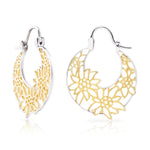 Large Sterling Silver Edelweiss Filigree Bicolor Basket Earrings by Gexist®