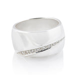 Large Sterling Silver ring, adorned with a line of 3mm white Zirconia by Gexist®