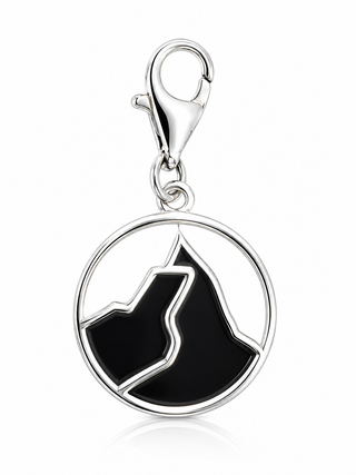 Matterhorn charm, round shape, in black and white rhodium-plated silver by Gexist®