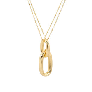 Necklace in Sterling silver gold plated, fine double chain with Art Deco style pendant. by Gexist®