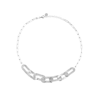 Necklace in rhodium-plated Sterling silver featuring a fine rolo chain with oval links by Gexist®