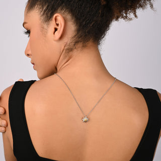 Necklace with Edelweiss Bicolor satin rhodium-plated yellow gold by Gexist®