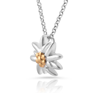 Necklace with Edelweiss Bicolor satin rhodium-plated yellow gold by Gexist®