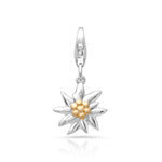 Rhodium-plated Bicolor Sterling Silver Charm with Edelweiss motif by Gexist®