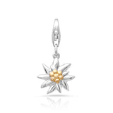 Rhodium-plated Bicolor Sterling Silver Charm with Edelweiss motif by Gexist®
