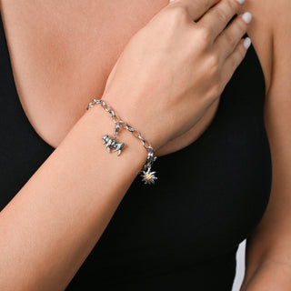 Rhodium-plated Bicolor Sterling Silver Charm with Edelweiss motif by Gexist®