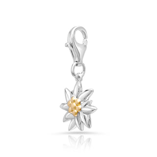 Rhodium-plated Bicolor Sterling Silver Charm with Edelweiss motif by Gexist®