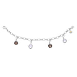 Rhodium-plated Sterling Silver Charm with Drop-shaped Faceted Rock Crystal by Gexist®